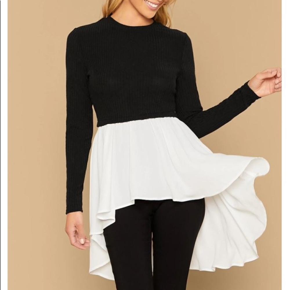 Ruffle Trim Sweater Top